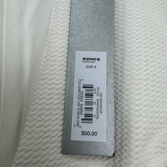 Apt. 9 Colorblock Cap Sleeve Textured A-Line Midi Dress Womens 6 Black White NWT - Picture 7 of 16